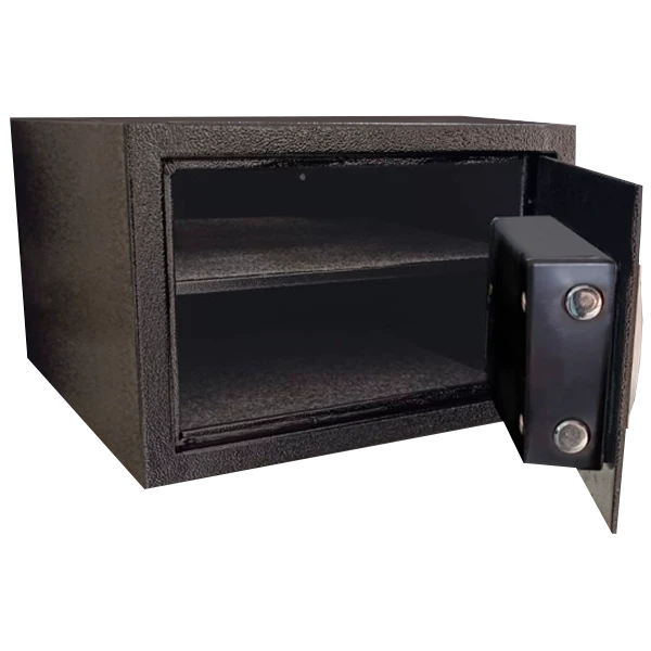 Cofre Digital TCL 380 EDE Black, aberto, mostrando o interior